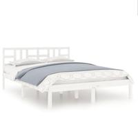 Bedframe massief hout wit 150x200 cm - thumbnail