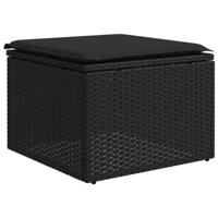 10-delige Loungeset met kussens poly rattan zwart - thumbnail