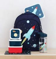 A Little Lovely Company eetset Space junior polyetheen blauw 4 delig - thumbnail