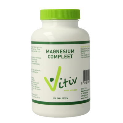 Vitiv Magnesium compleet met taurine 100 Tabletten Vitiv Magnesium compleet met taurine 100 Tabletten