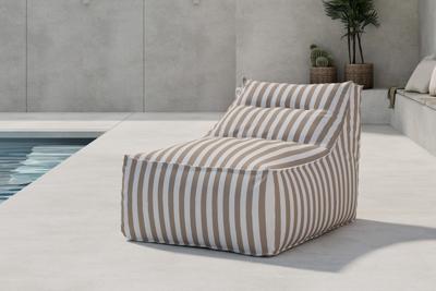 Nohr Outdoor Loungestoel 'Carlson' Olefin, kleur Wit/Beige Gestreept