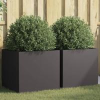 VidaXL Plantenbakken 2 st 49x47x46 cm staal zwart - thumbnail