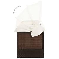 Tuinbank met luifel poly rattan bruin - thumbnail