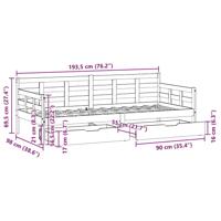 Slaapbank met lades 80x200 cm massief grenenhout - thumbnail