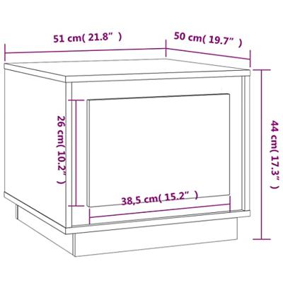 Salontafel 51x50x44 cm bewerkt hout wit