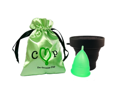 De Groene Cup met magnetronsterilisator (Maat: Model V (XS, tieners))