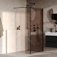 BRAUER Oblivion inloopdouche brons glas 90x200 met zijwand 30 incl. glascoating mat zwart - thumbnail