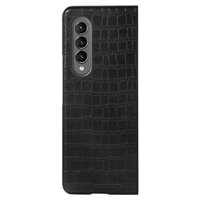 Lunso - Samsung Galaxy Z Fold4 - Croco patroon cover hoes - Zwart