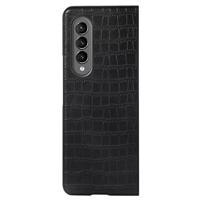Lunso - Samsung Galaxy Z Fold4 - Croco patroon cover hoes - Zwart - thumbnail