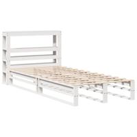 Bedframe zonder matras massief grenenhout wit 75x190 cm - thumbnail