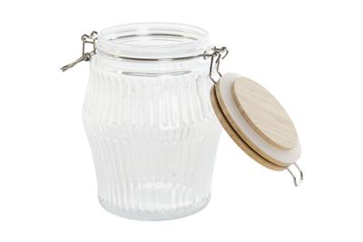 Set van 3 Potjes Home ESPRIT Transparant Siliconen Bamboe Kristal 13,5 x 13,5 x 27 cm