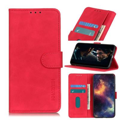 Voor Vodafone Smart V11 KHAZNEH Retro Texture PU + TPU Horizontale Flip Lederen case met Holder & Card Slots & Wallet(Red)