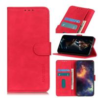 Voor Vodafone Smart V11 KHAZNEH Retro Texture PU + TPU Horizontale Flip Lederen case met Holder & Card Slots & Wallet(Red) - thumbnail