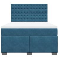 Boxspring met matras fluweel blauw 140x200 cm - thumbnail