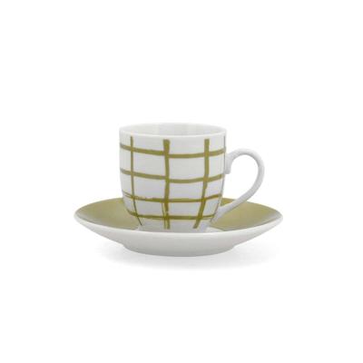 Kopje met schoteltje Quid Kansas Groen Keramisch 90 ml (6 Stuks)
