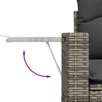 6-delige Loungeset met kussens poly rattan grijs - thumbnail
