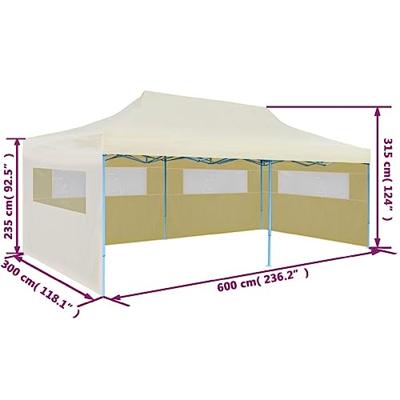 Partytent pop-up inklapbaar 3x6 m creme - thumbnail