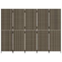 Kamerscherm 5 panelen poly rattan grijs - thumbnail