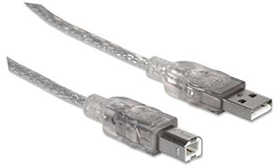 Manhattan 333405 USB-kabel USB 2.0 USB-A stekker, USB-B stekker 1.80 m Zilver