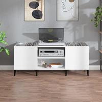 Platenkast 121x38x48 cm bewerkt hout wit - thumbnail