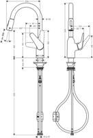 Hansgrohe Focus M42 ééngreeps keukenmengkraan 180 met uittrekbare vuistdouche, 2 straalsoorten, chroom - thumbnail