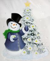 Peha sticker sneeuwpop en kerstboom 28,5 x 34,5 cm PVC - thumbnail