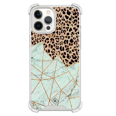 iPhone 12 Pro Max shockproof hoesje - Luipaard marmer mint iPhone 12 Pro Max shockproof hoesje - Luipaard marmer mint