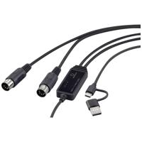 Renkforce RF-6439636 USB, MIDI Adapter [2x DIN-stekker 5-polig - 1x USB-C, USB-A] Zwart 2 m - thumbnail