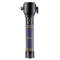 Multifunctionele auto veiligheid Hammer Solar alarm Emergency werken zaklamp (zwart) - thumbnail