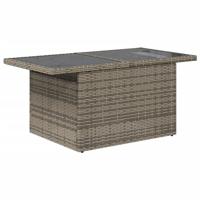 10-delige Loungeset met kussens poly rattan grijs - thumbnail