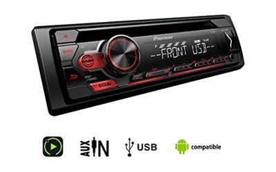 Pioneer DEH-S110UB | 1DIN RDS-autoradio met rode toetsverlichting | Display wit | Android ondersteuning | 5-band equalizer | CD | MP3 | USB | AUX-ingang | ARC app