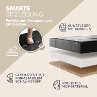 Opvouwbare Zitbank met opbergruimte en deksel - 80cm - Zwart - thumbnail