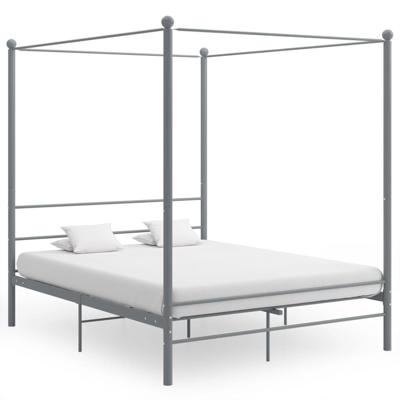 Hemelbedframe metaal grijs 160x200 cm