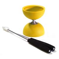 Eureka Rubber diabolo met aluminium stokken - geel - thumbnail