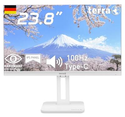 Terra 2465W Pivot Monitor wit 24 inch White Monitor Pivot USB-C HDMI DisplayPort