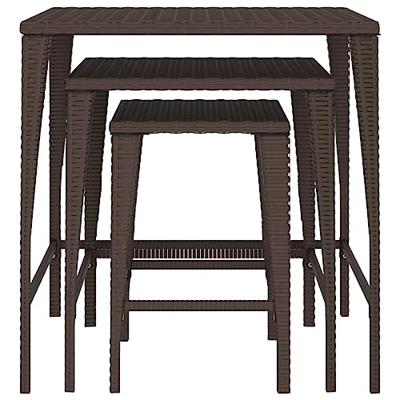 Tafeltjesset 3 st poly rattan bruin