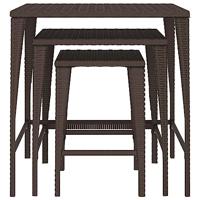 Tafeltjesset 3 st poly rattan bruin - thumbnail
