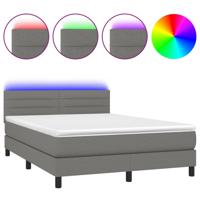Boxspring met matras en LED stof donkergrijs 140x200 cm - thumbnail