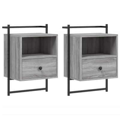Nachtkastjes 2 st wandgemonteerd 40x30x61 cm hout grijs sonoma