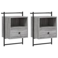 Nachtkastjes 2 st wandgemonteerd 40x30x61 cm hout grijs sonoma - thumbnail