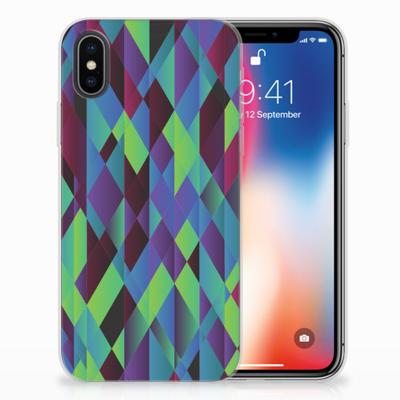 Apple iPhone X | Xs | TPU Hoesje | Abstract Green Blue Apple iPhone X | Xs | TPU Hoesje | Abstract Green Blue