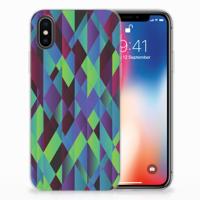 Apple iPhone X | Xs | TPU Hoesje | Abstract Green Blue - thumbnail