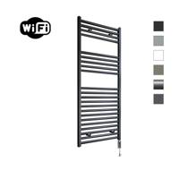 Elektrische Radiator Sanicare HWV Met Wifi 111,8x45 cm Mat Zwart 596W Met Thermostaat Chroom Rechtsonder Sanicare - thumbnail
