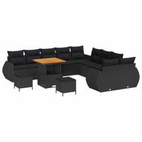 Tuinbankenset 13 pcs Zwart poly rattan - thumbnail
