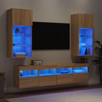 5-delige Tv-wandmeubelset met LED bewerkt hout sonoma eiken - thumbnail