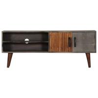 Tv-meubel 130x30x46 cm massief ruw mangohout grijs - thumbnail