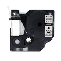 Rillprint compatible D1 tape voor Dymo 45010, 12 mm, zwart op transparant - thumbnail