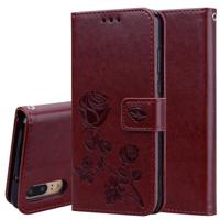 Rose reliëf horizontale Flip PU lederen draagtas voor Huawei P20 met houder & kaartsleuven & portemonnee (bruin) - thumbnail