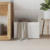 VidaXL Wasmand met deksel 55,5x35x34 cm poly rattan wit - thumbnail