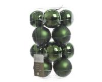 16 Kerstballen glas glans-mat diameter 8cm Dennen groen KSD - Ksd - thumbnail
